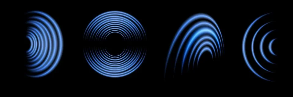 Wi-Fi light effect, Blue glowing signal sensor waves internet wireless Stock Illustration