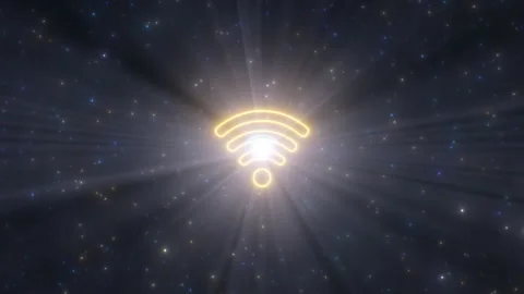 Wi-Fi Logo Symbol Shape Outline Lines Glow Neon Lights Tunnel Portal Stock Footage 171315364