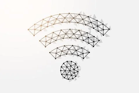 Wi-Fi low poly symbol with connected dots. Internet zone design vector Stock Illustration