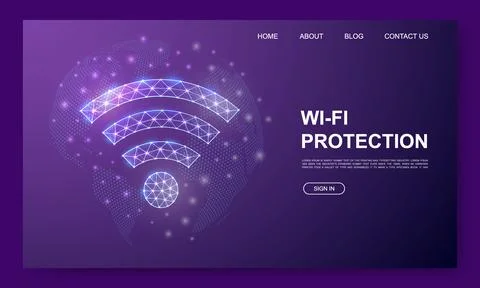 Wi-Fi low poly website template. Internet zone design illustration concept Stock Illustration