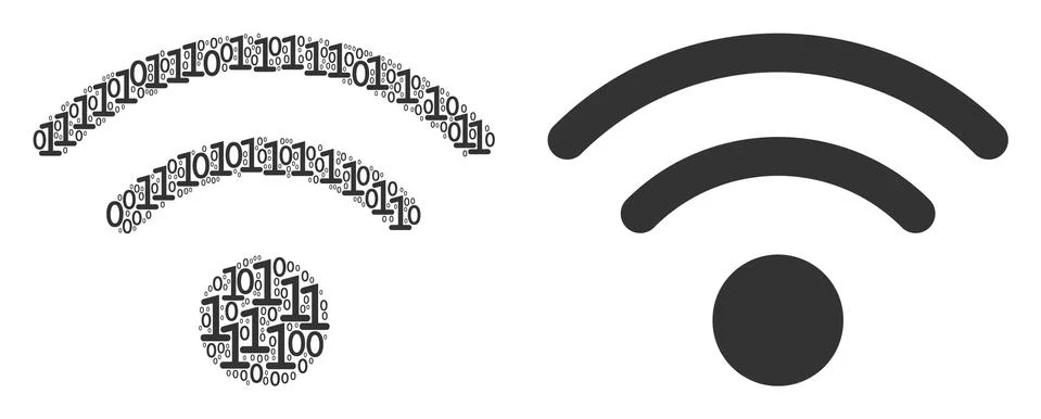 Wi-Fi Mosaic of Binary Digits イラスト素材
