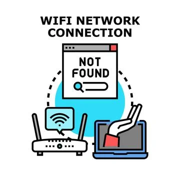 Wi fi network connection problem searching missing access Stock Illustration