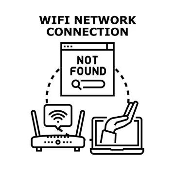 Wi fi network connection problem searching missing access イラスト素材