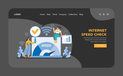 Wi-Fi network dark or night mode web or landing. Specialist setting up Stock Illustration