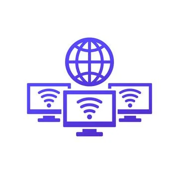 Wi-fi network icon with computers Illustrazione stock