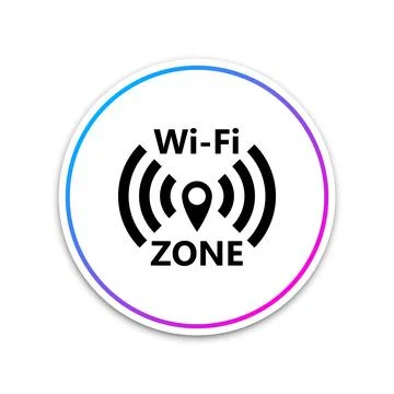 Wi-Fi network icon isolated on white background. Circle white button. Vector Stock Illustration