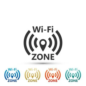 Wi-Fi network icon isolated on white background. Set elements in colored icons Stock Illustration