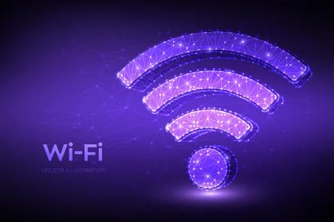 Wi-Fi network icon. Low poly abstract Wi Fi sign. Wlan access, wireless hotsp Stock Illustration