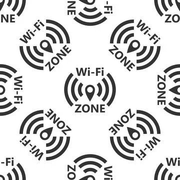 Wi-Fi network icon seamless pattern on white background. Vector Illustration Stock Illustration