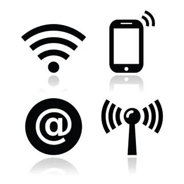 Wi-Fi network, internet zone icons set Stock Illustration