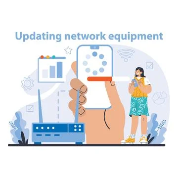 Wi-Fi network. Specialist setting up, developing and maintaining wireless Stock Illustration