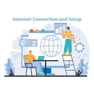 Wi-Fi network. Specialist setting up, developing and maintaining wireless Stock Illustration