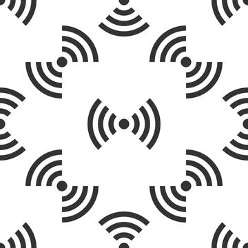Wi-Fi network symbol icon seamless pattern on white background. Vector Stock Illustration