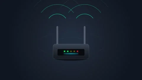 Wi-Fi Router Broadcasting Wireless Signal Loop Stock Footage 346744917