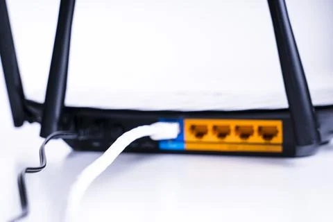 Wi-Fi router close-up, wireless Internet device Stock Photos