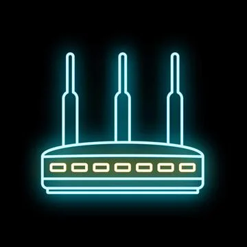 Wi fi router connecting to internet network line art Stock Illustration