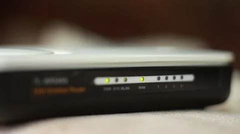 Wi-fi router green indicators Stock Footage 64623689
