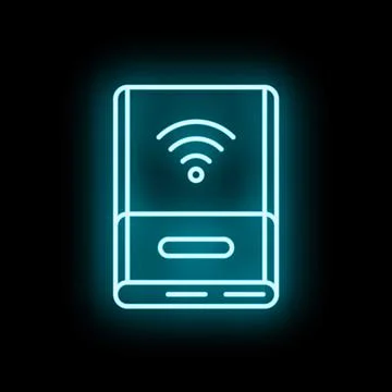Wi fi router modem neon glowing icon Stock Illustration