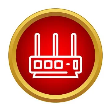 Wi fi router symbol inside a red and gold circle Stock Illustration