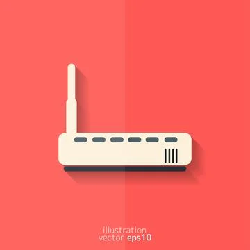 Wi fi router web icon. Flat design. 库存插图