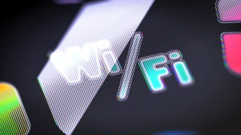 "wi-fi" on the Screen. 4K Resolution. Encoder Prores 4444. Looping. Stock Footage 86204521