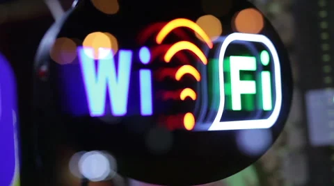 Wi-fi sign on evening window Stock Footage 65343745