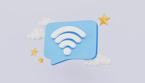 Wi-Fi sign on speech bubble message, Social media with like and hashtag Stock Illustration