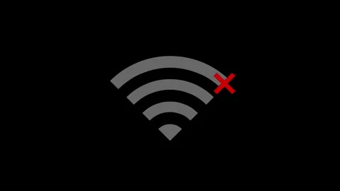 Wi-Fi signal icon decreasing from full bars to lost connection with a red cross Vídeos de archivo 328400331