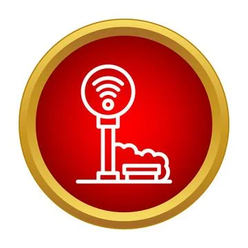 Wi fi signal zone post in park icon Stock-Illustration