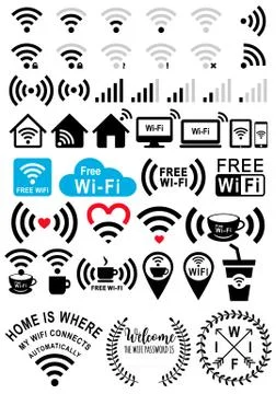 Wi-fi signs, vector set Stock Illustration