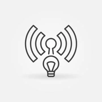Wi-Fi Smart Light Bulb concept vector outline icon Stock Illustration