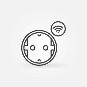 Wi-Fi smart socket vector outline icon or logo Stockillustratie