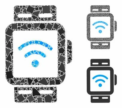 Wi-Fi smart watches Composition Icon of Ragged Pieces 스톡 일러스트