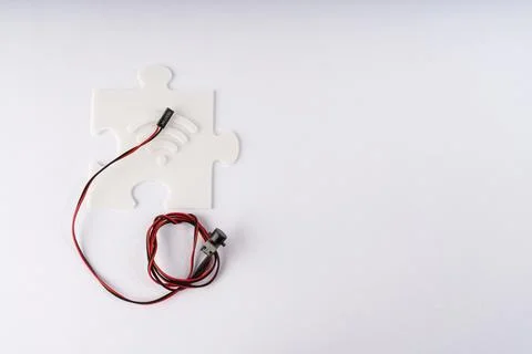 Wi-Fi Solution: Puzzle Piece and Connection Cable Stock Photos