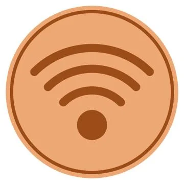 Wi-Fi Source Bronze Coin Stock Illustration