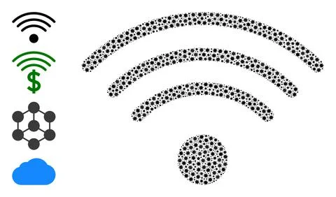 Wi-Fi Source Collage of Coronavirus Infection Icons Illustrazione stock