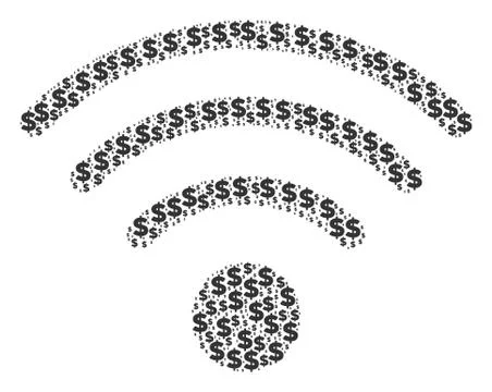 Wi-Fi Source Collage of Dollar and Dots Stock Illustration