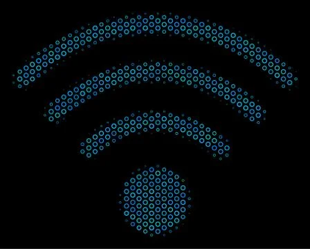 Wi-Fi Source Collage Icon of Halftone Circles Illustrazione stock
