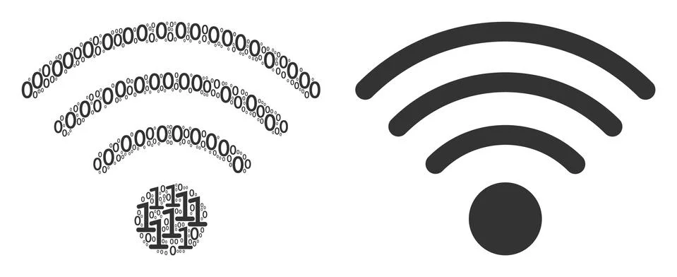 Wi-Fi Source Mosaic of Binary Digits 스톡 일러스트