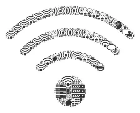 Wi-Fi Source Mosaic Icon for BigData and Computing Stock Illustration