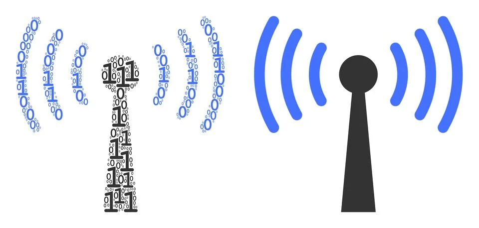 Wi-Fi Station Composition of Binary Digits Illustrazione stock