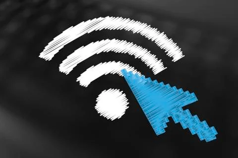 Wi-fi symbol with mouse pointer on 스톡 일러스트