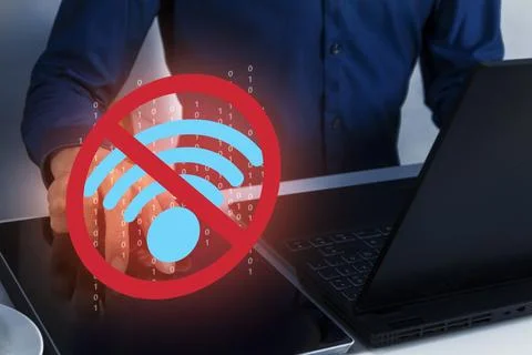 The Wi-Fi system has a problem and cannot be used. The internet network sig.. Stock Photos