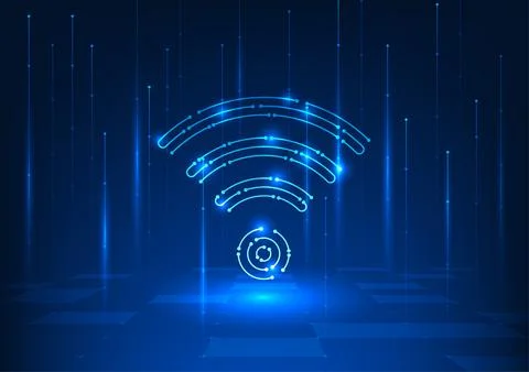 Wi-Fi technology background, Wi-Fi icons are technology circuit lines. A si.. Stock Illustration