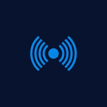 Wi-fi technology digital radar vector symbol, blue wireless waves signal icon Stock Illustration