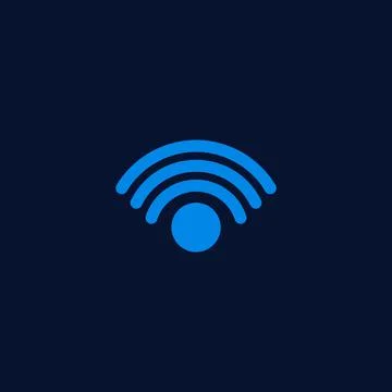 Wi-fi technology digital radar sonar vector symbol, blue wireless waves signal Stock Illustration