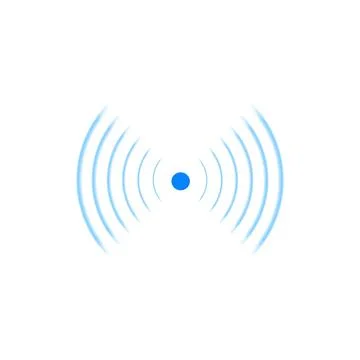 Wi-Fi technology digital radar sonar vector symbol, blue wireless waves radial イラスト素材