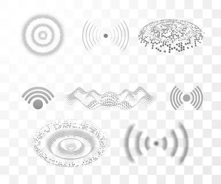 Wi-fi technology digital radar or sonar, sound ripple impact round effect vector Ilustración de archivo