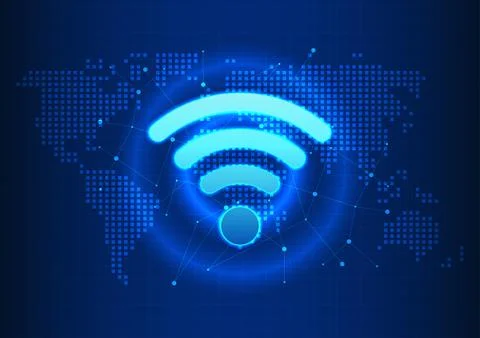 Wi-Fi technology, Wi-Fi is a technology that transmits wireless Internet si.. Stockillustratie