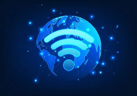 Wi-Fi technology, Wi-Fi is a technology that transmits wireless Internet si.. Stockillustratie
